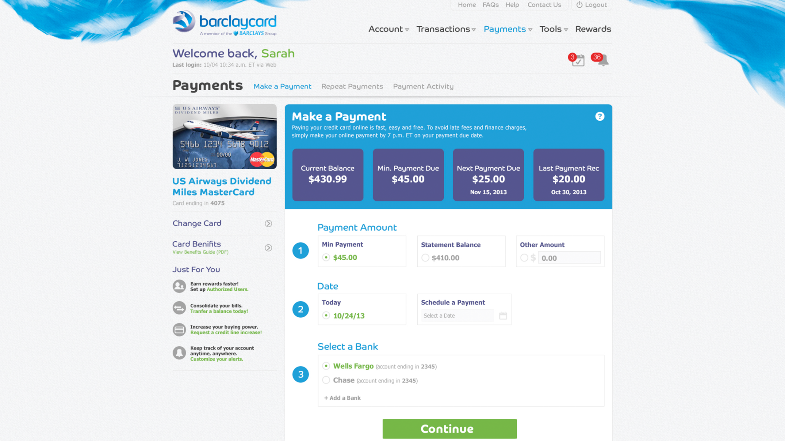 Account management — statement view