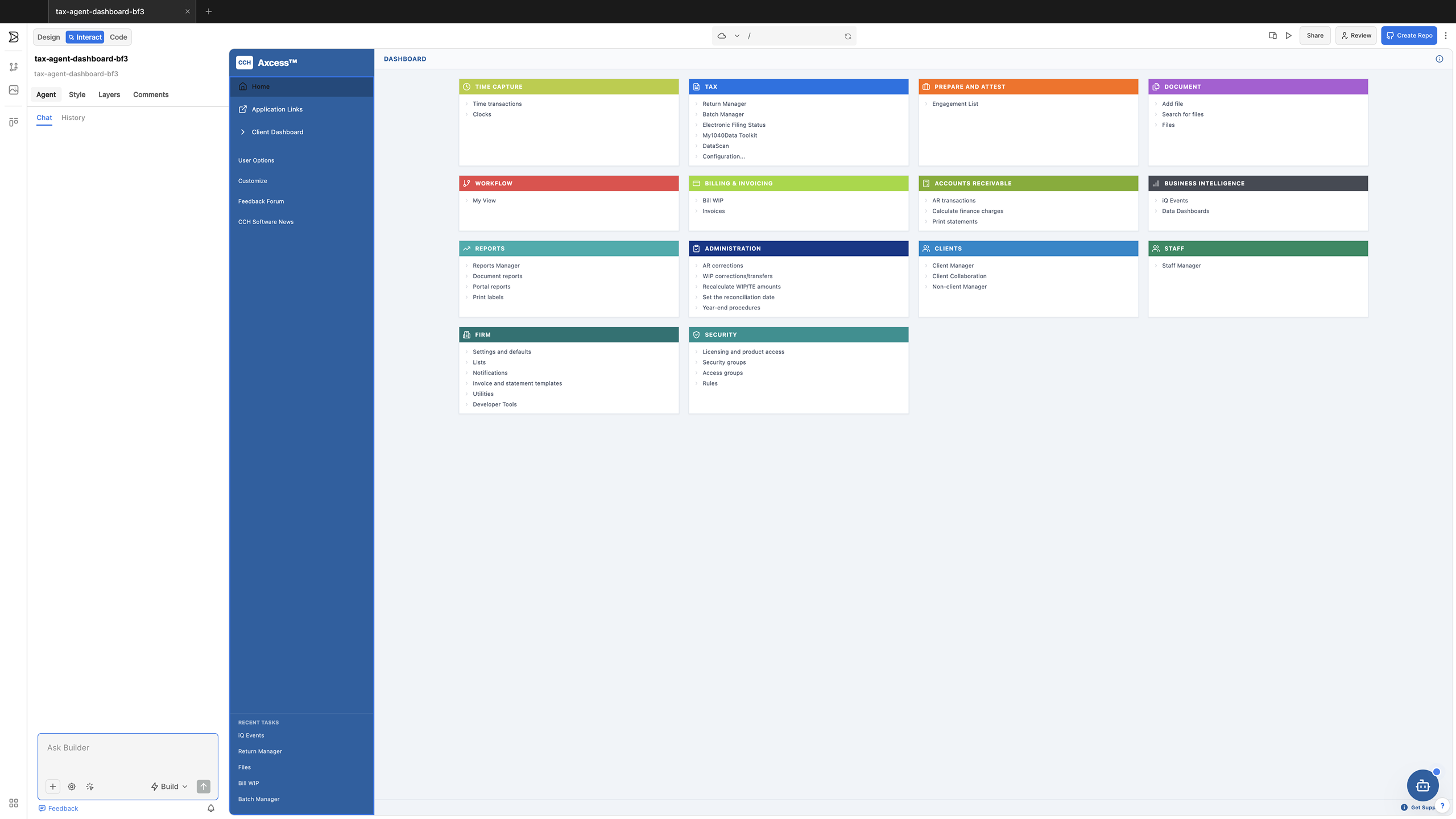 Home screen — AI builder variation 1
