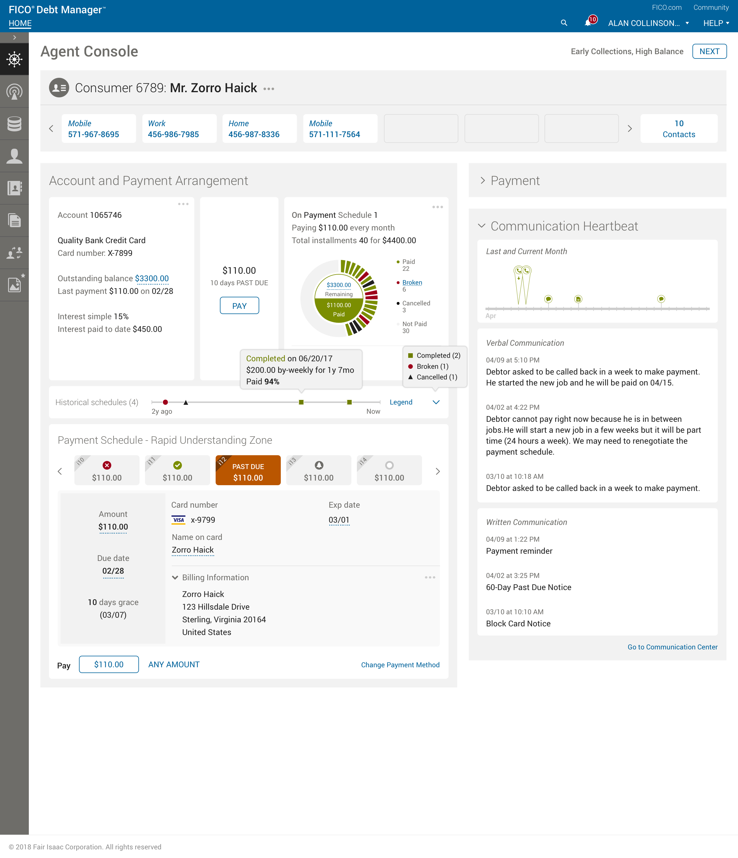 Debt Manager — Agent Console, polished Sketch design
