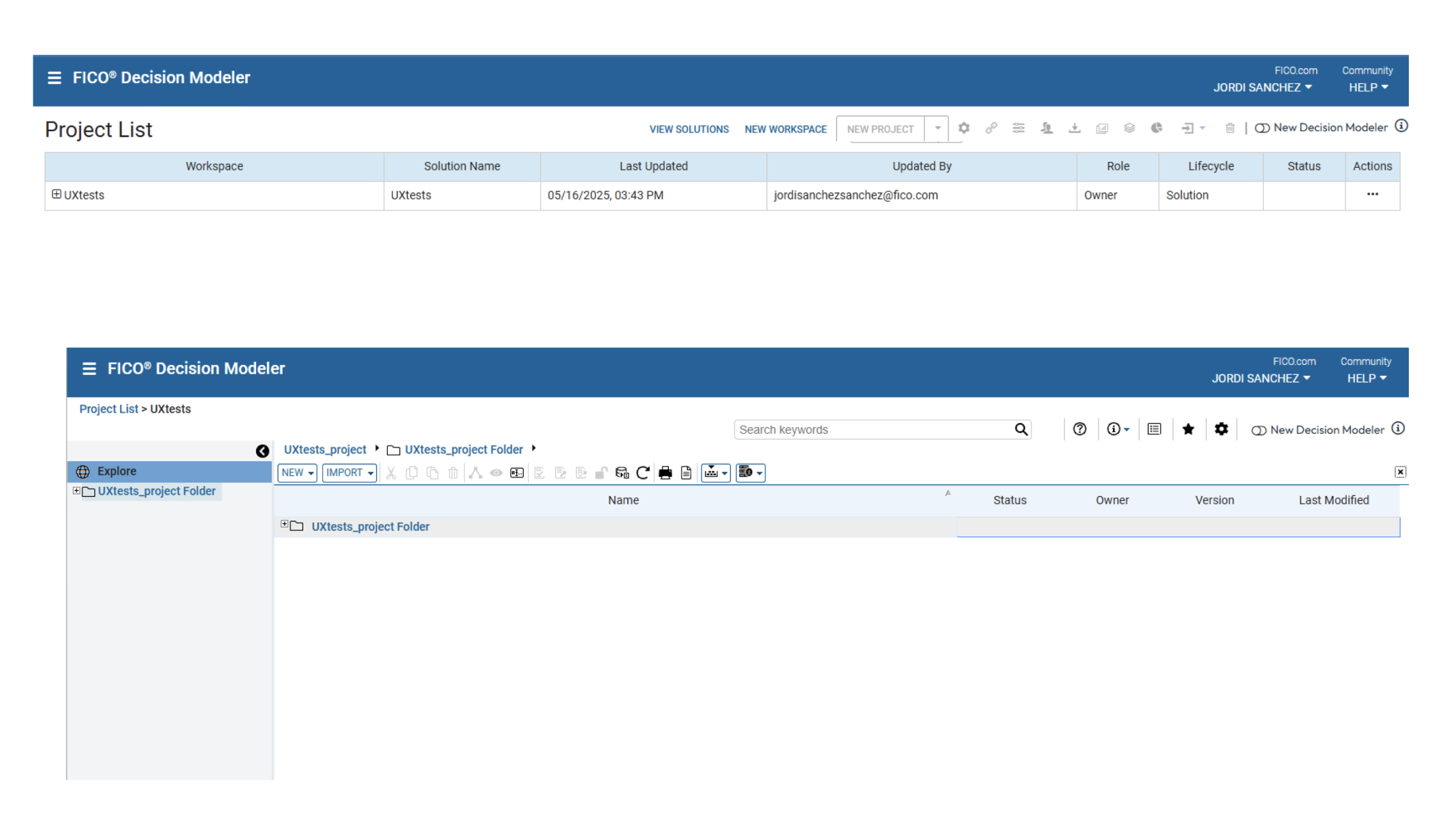 Decision Modeler — pre-migration state