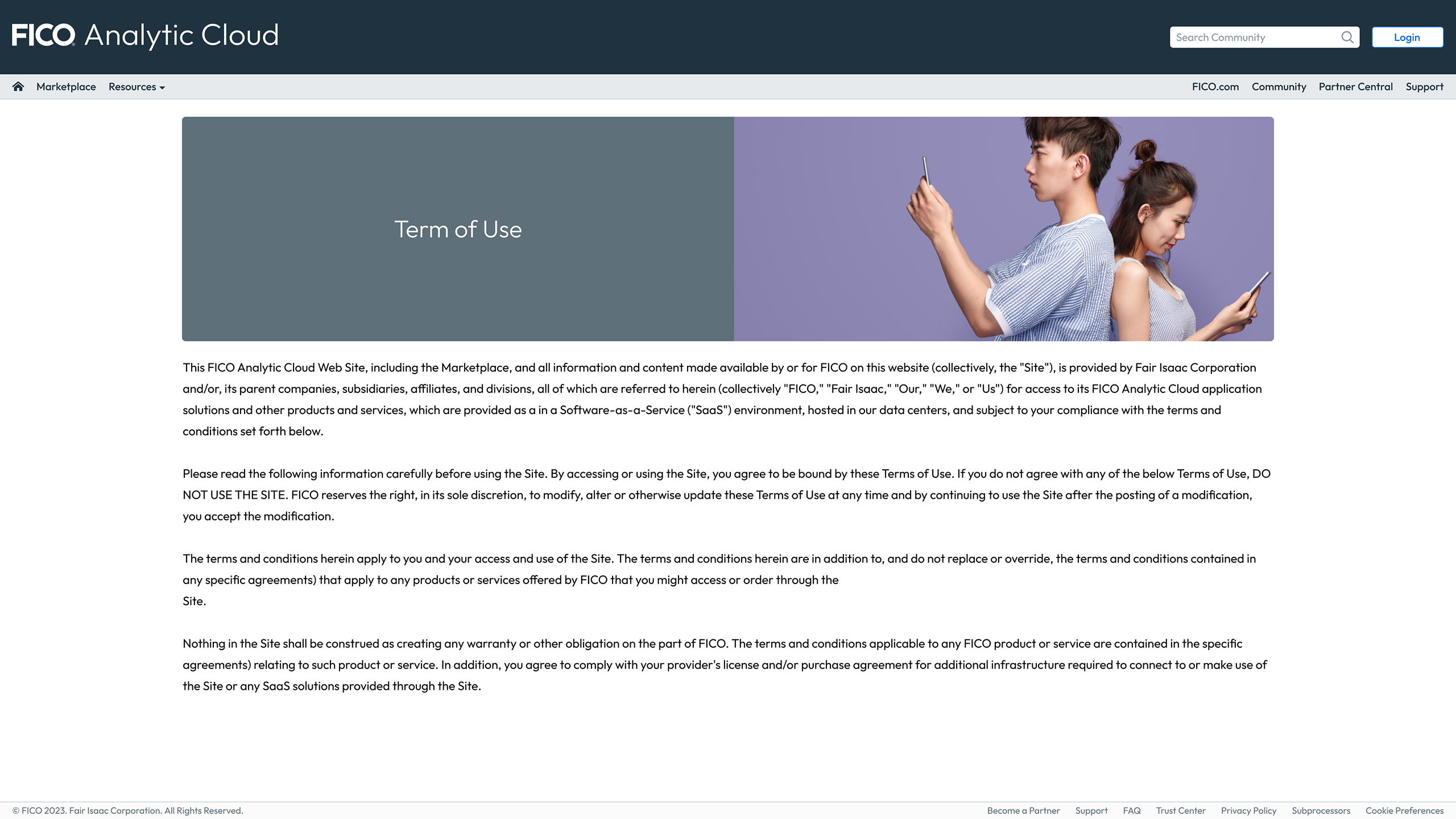 FAC portal — redesigned Term of Use page