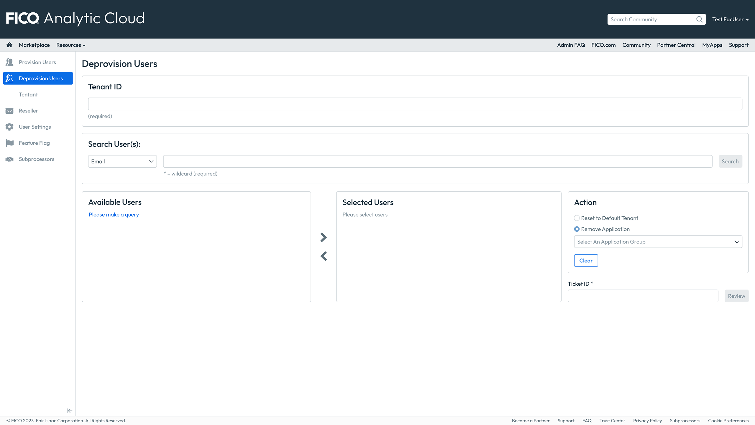 FAC portal — redesigned Deprovision Users