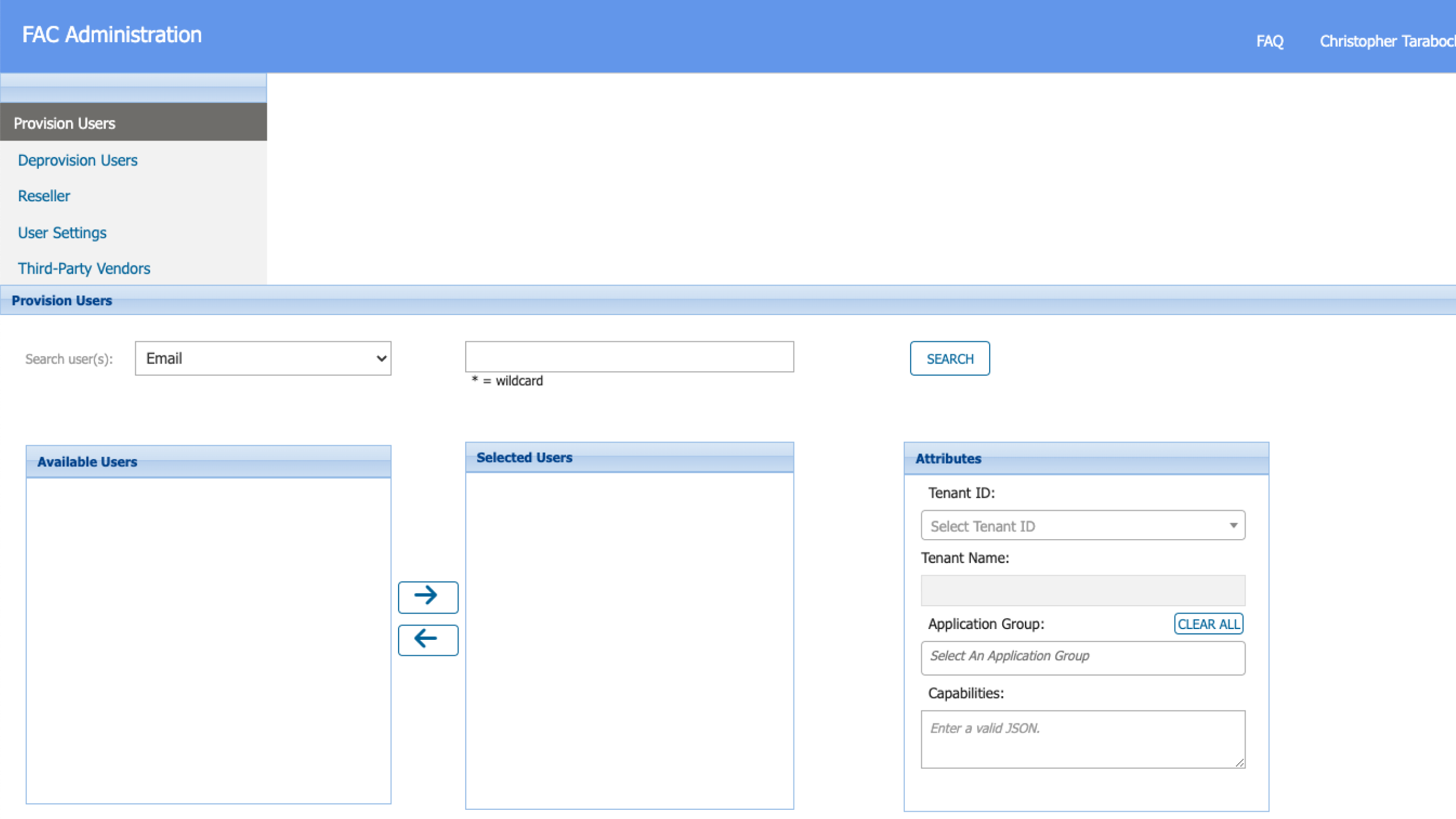 FAC Administration — legacy Provision Users alternate state
