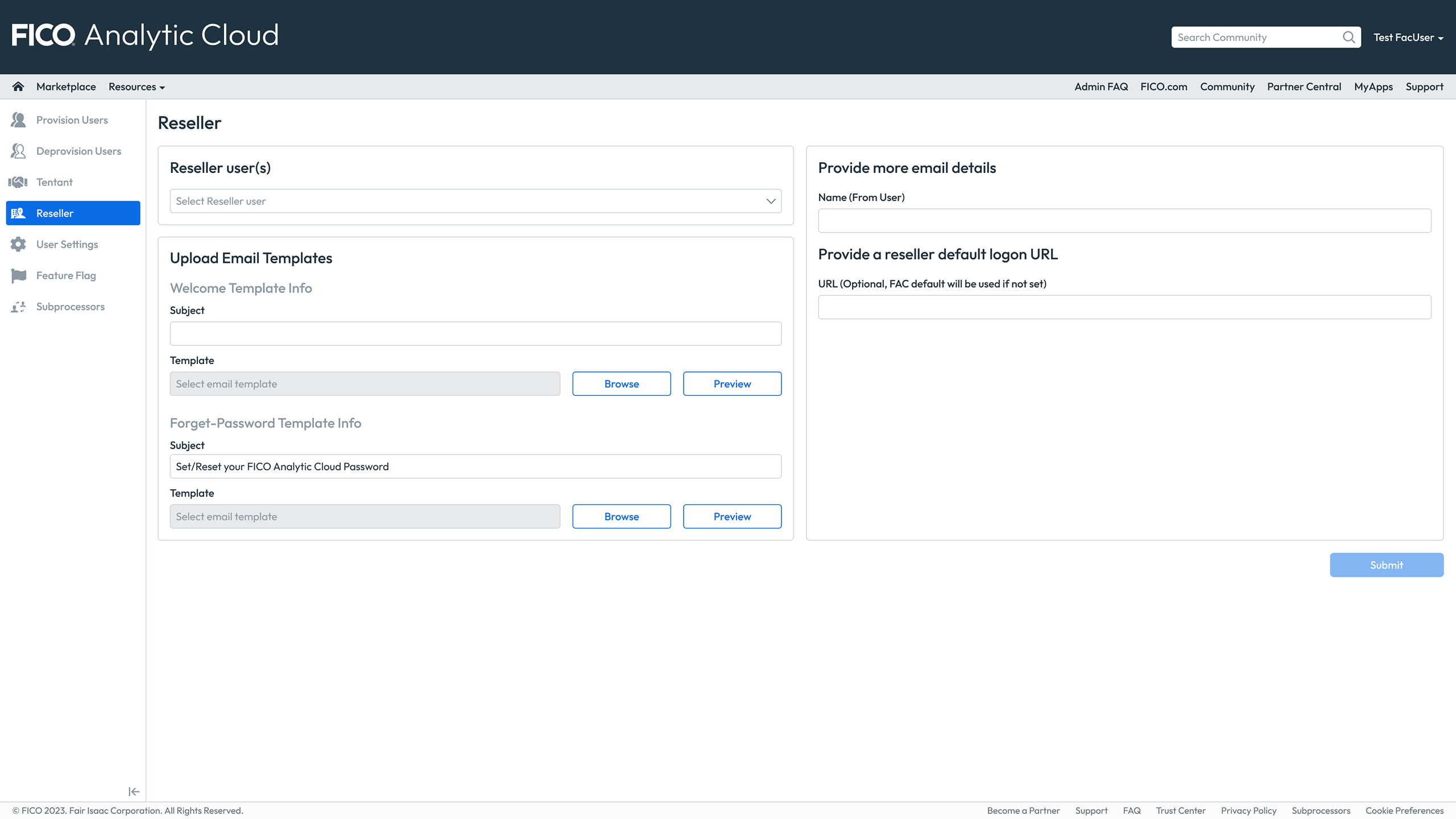 FAC portal — redesigned Reseller