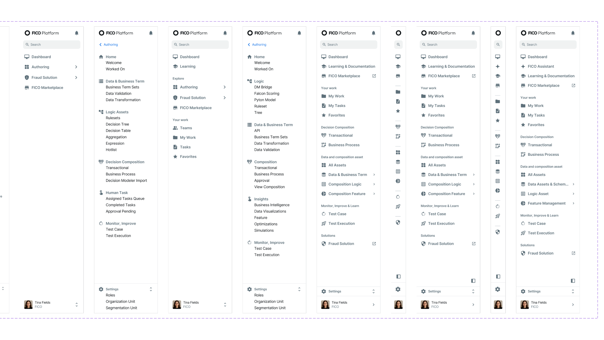 Next-gen FICO Platform — navigation