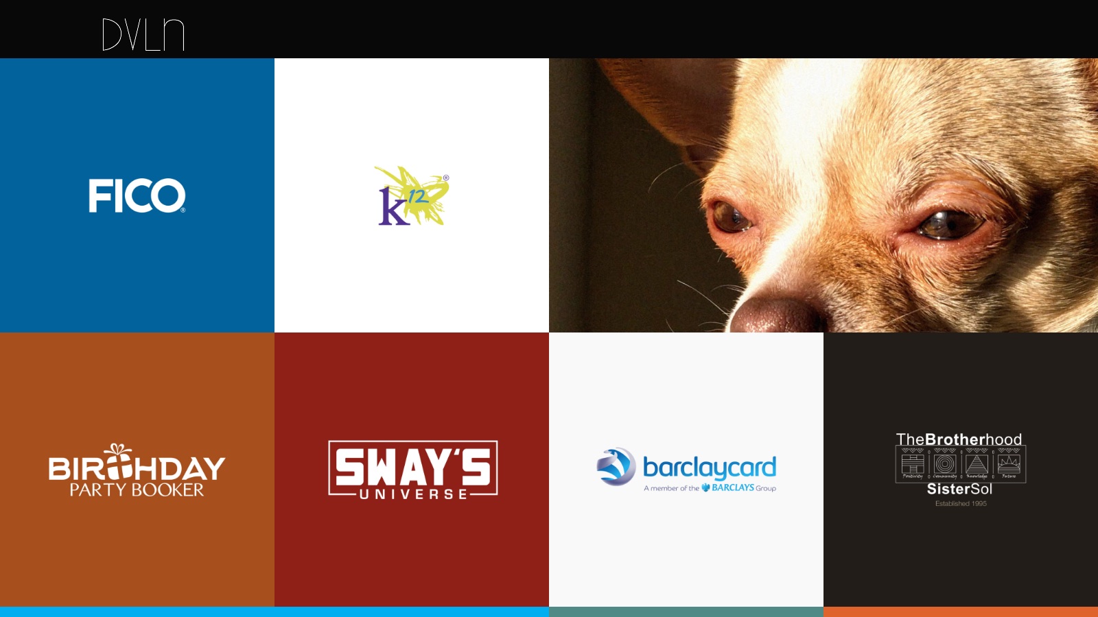 The 2016 portfolio, a full-bleed grid of client logo tiles